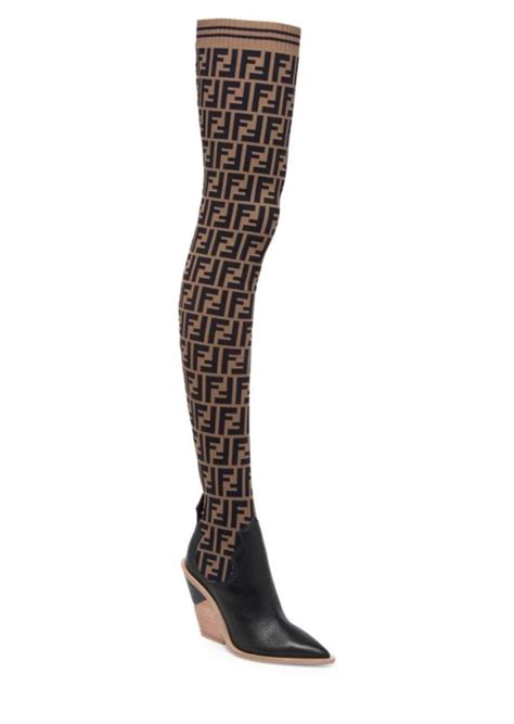 fendi boots women's sale|Fendi thigh high sock boots.